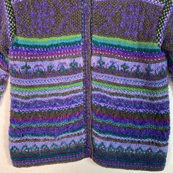Sigrid Olsen Hand Knit Multicolor Cardigan Sweater size medium - Picture 5 of 15